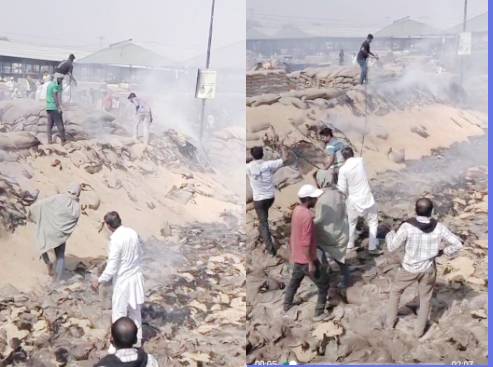 ਮੁਕਤਸਰ ਮੰਡੀ `ਚ ਕਣਕ ਦੇ ਗੱਟਿਆਂ ਸਮੇਤ ਬਾਰਦਾਨੇ ਨੂੰ ਲੱਗੀ ਅੱਗ