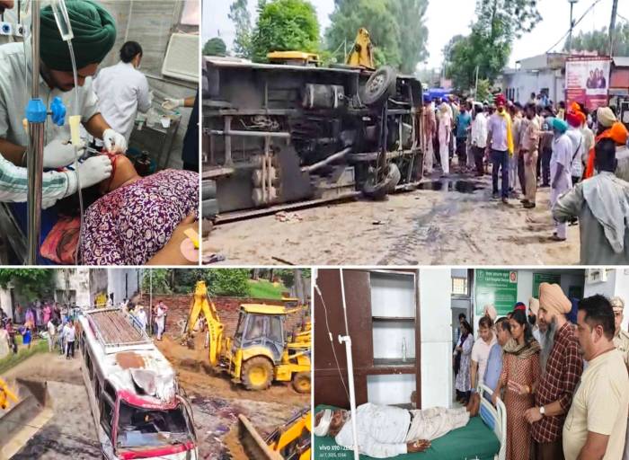 ਦਸੂਹਾ ਦੇ ਪਿੰਡ ਸੱਗਰਾ ਨੇੜੇ  ਮਿੰਨੀ ਬੱਸ ਅਤੇ ਕਾਰ ਵਿਚਕਾਰ ਜਬਰਦਸਤ ਹਾਦਸਾ, 9 ਮੌਤਾਂ, 33 ਜਖਮੀ ਮ੍ਰਿਤਕਾਂ ਵਿੱਚ ਇੱਕ ਬੱਚਾ ਵੀ ਸ਼ਾਮਲ