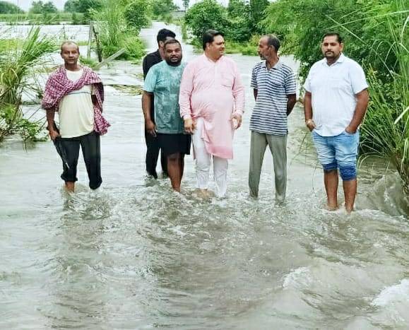 ਭਾਜਪਾ ਆਗੂਆਂ ਵੱਲੋਂ ਹੜਾਂ ਤੋਂ ਪ੍ਰਭਾਵਿਤ ਬੇਲਿਆਂ ਦਾ ਕੀਤਾ ਦੌਰਾ 