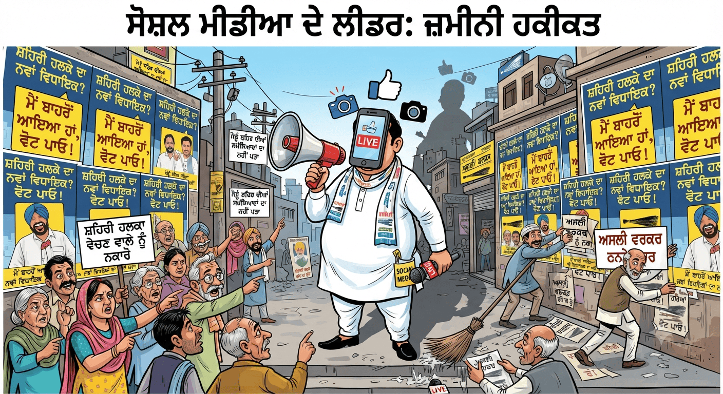ਆਪ ਪਾਰਟੀ ਤੋ ਵਿਧਾਇਕੀ ਦੇ ਝੂਠੇ ਸੁਪਨੇ ਅਤੇ ਦੀਵਾਰਾਂ ‘ਤੇ ਚਿਪਕੇ ਪੋਸਟਰ: ਸ਼ਹਿਰੀ ਸਮੱਸਿਆਵਾਂ ਤੋਂ ਕੋਹਾਂ ਦੂਰ ‘ਆਪ’ ਦੇ ਨਵੇਂ ਆਗੂਆਂ ਦਾ ਅਸਲ ਕਿਰਦਾਰ